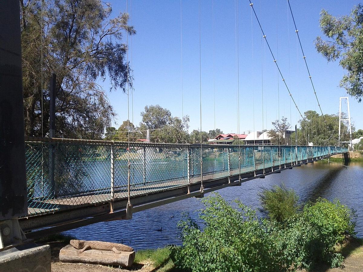 The pedestrian suspension bridge over the Avon River at Northam, Western Australia