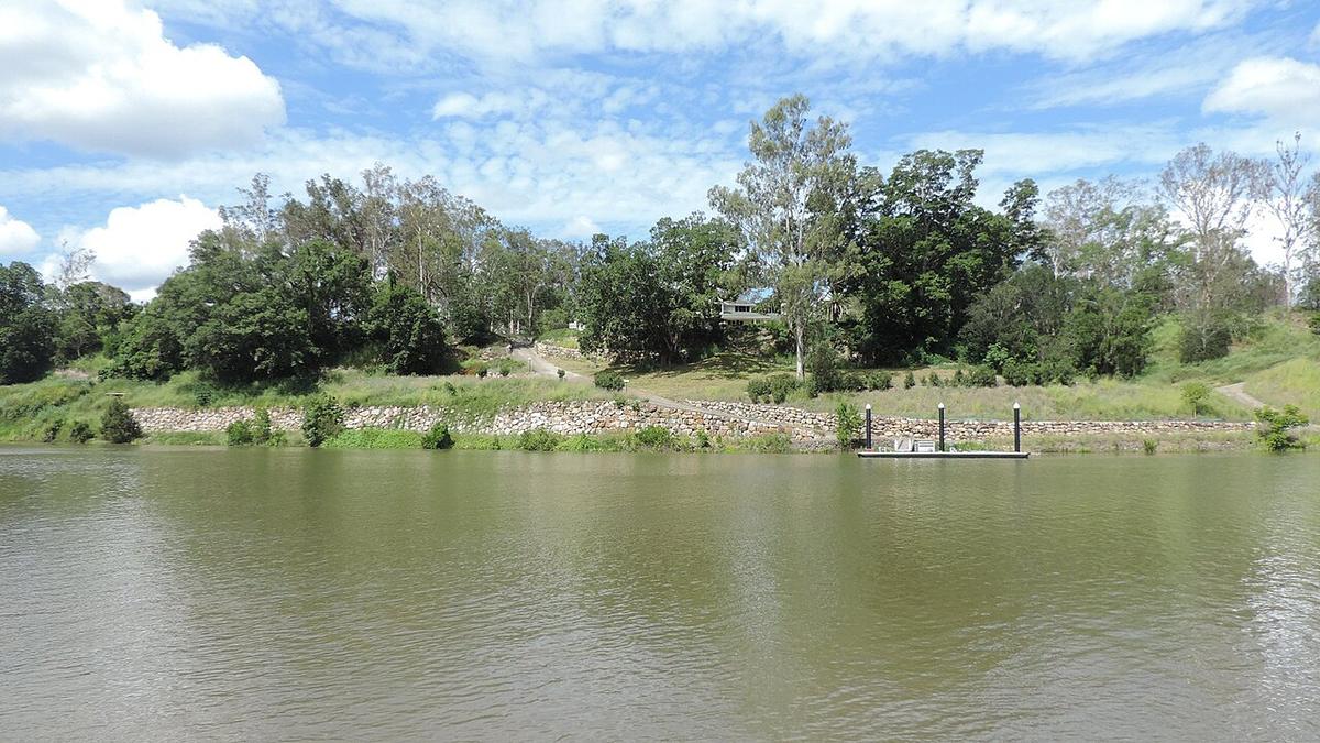 The Brisbane River at Moggill, seen across the water from Joseph Brady Park at Barellan Point, Queensland