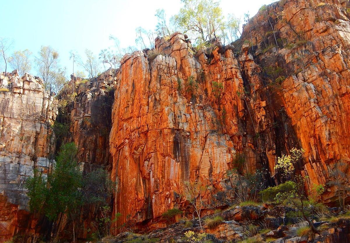 The sandstone walls of Katherine Gorge from the Katherine River, Nitmiluk National Park
