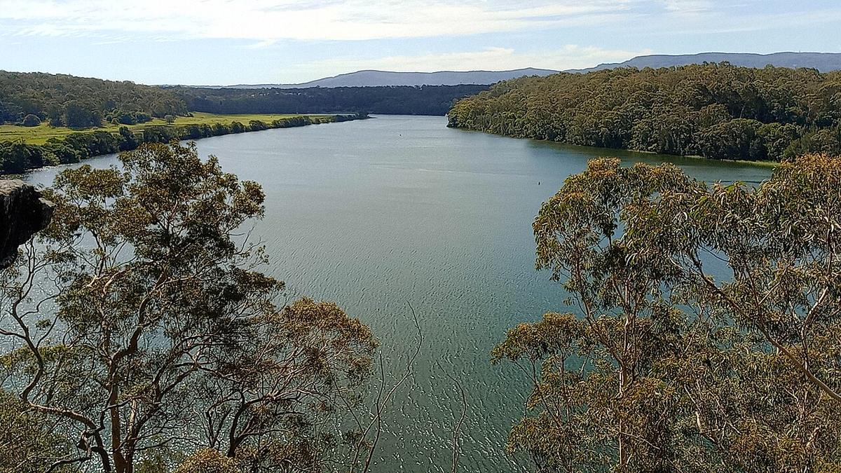 The broad Shoalhaven River seen from Hanging Rock Lookout at Nowra, New South Wales